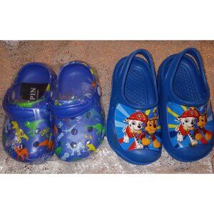 Paw Patrol Dinosaur Clogs Toddler Shoes Size 7/8 Blue Bundle Deal